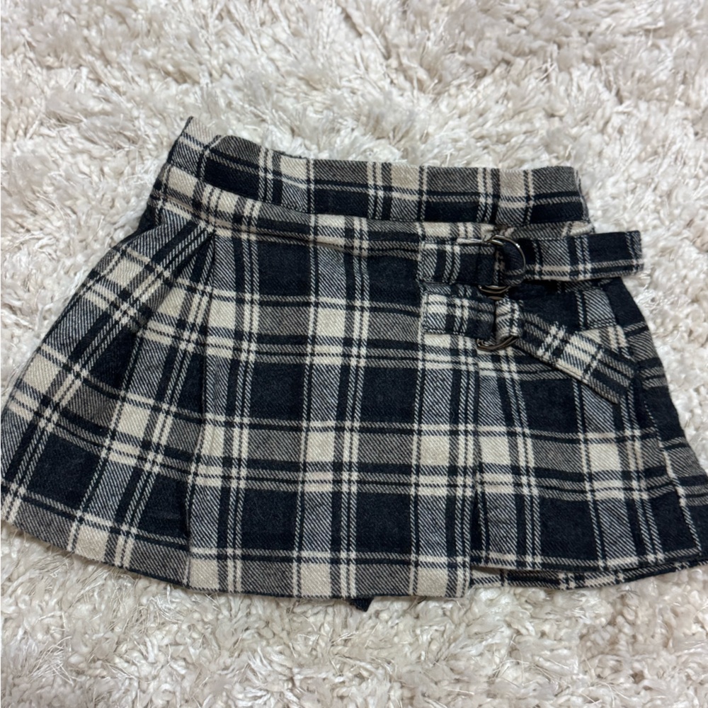 Plaid Skort with Buckle Detail